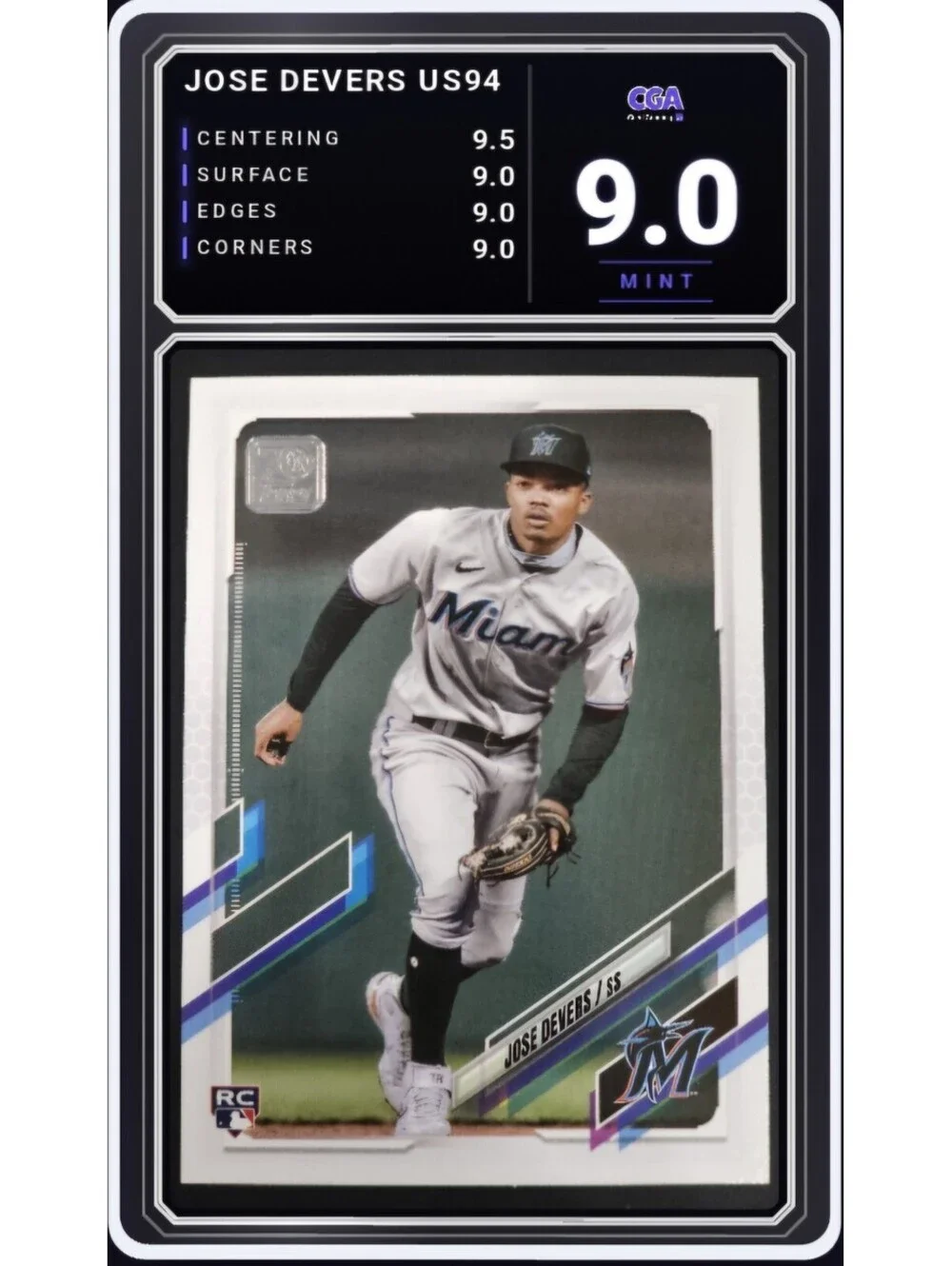 2021 Topps Update #US94 Jose Devers RC Miami Marlins MLB - CGA 9.0 Digital Grade